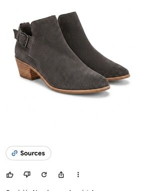 Dolce Vita Charcoal Perforated Suede Ankle Booties with Wooden Heel